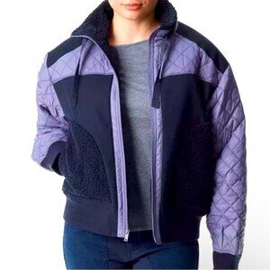 BASS OUTDOOR Women's Quilted-Trim Zip Bomber Purple & Blue Jacket SMALL NWT